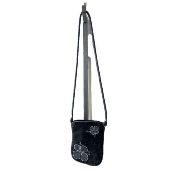 Happa Collections 100% Hemp Embroidered Flowers Inside Zipper Crossbody Bag - Picture 1 of 7